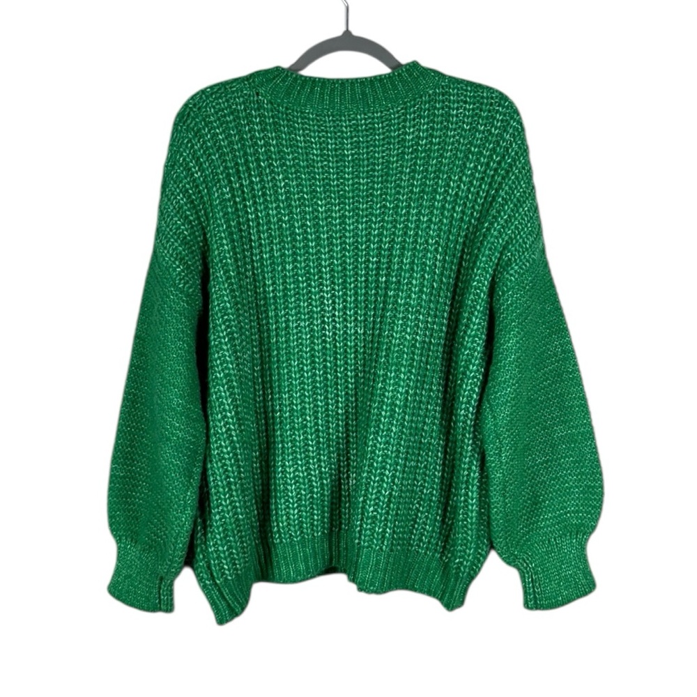 Anthropologie Lili Sidonio Fuzzy Sweater L Chunky Indie Kelly Green Oversized - Picture 3 of 6